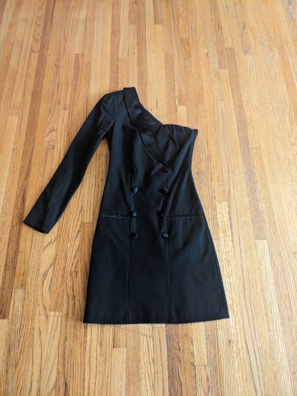 Zara One-Shoulder Tuxedo Black Blaser Dress